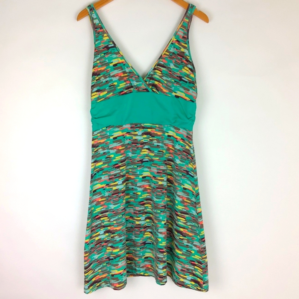 Patagonia Margot Green Multicolor Sleeveless Tank Dress Womens Size Large